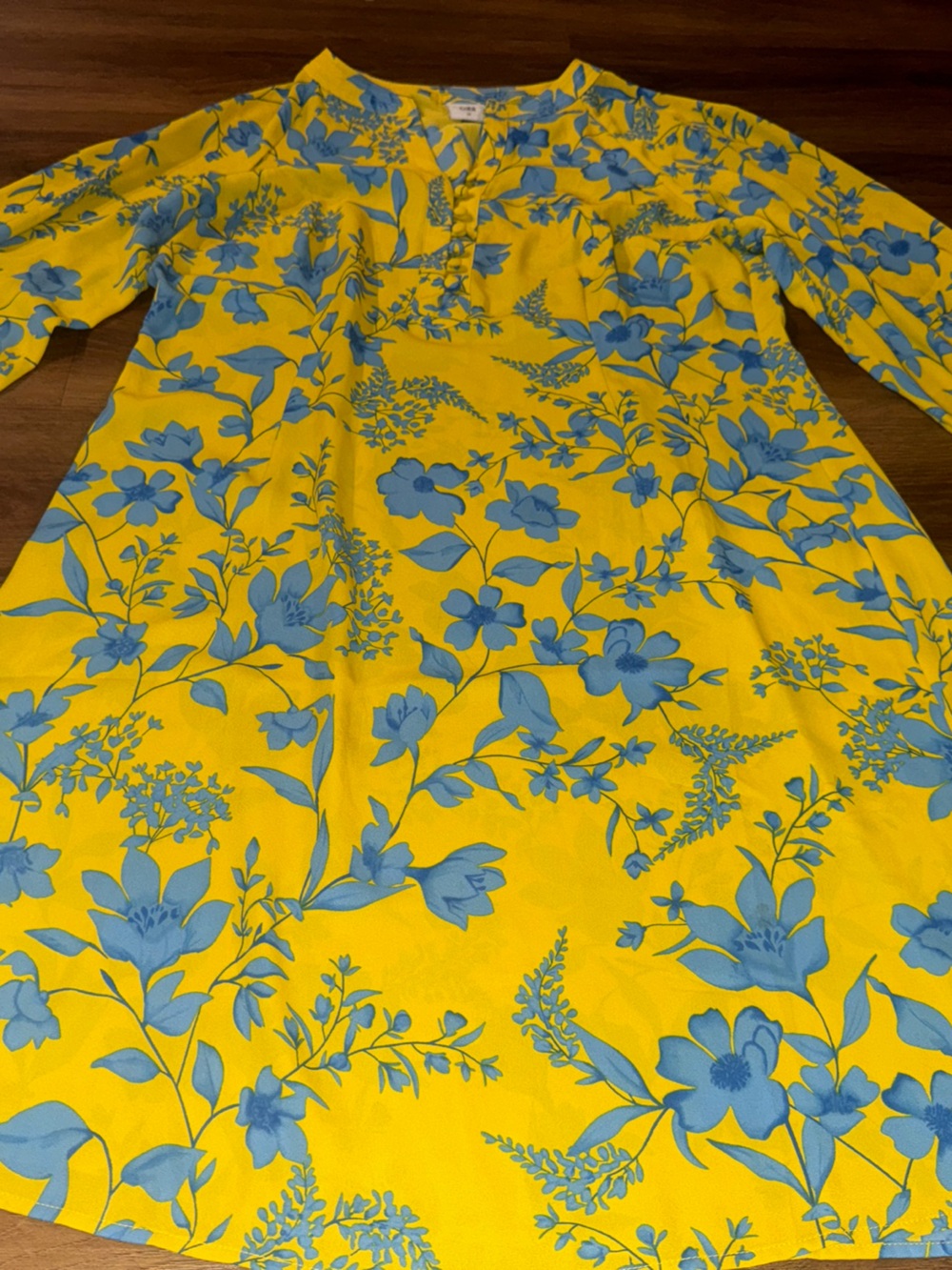 Cabi Yellow & Blue Floral Tunic Dress – Size Medium - Picture 5 of 10